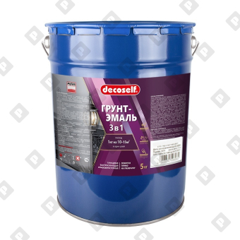 Грунт-эмаль Pufas Decoself 3 в 1 глянцевая серая (5кг) - №1