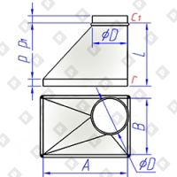 Переход прямоугольного сечения на круглое тип 2 - №1