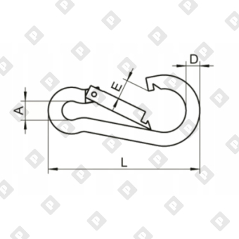 Карабин пожарный с фиксатором ART 814594 (DIN 5299D) 10x100, нерж.сталь А4 - №2
