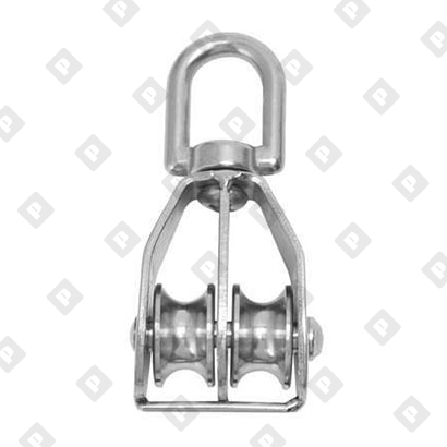 Блок двойной 2" (50 мм) с вертл. и металлическим диском, оц. сталь - №2