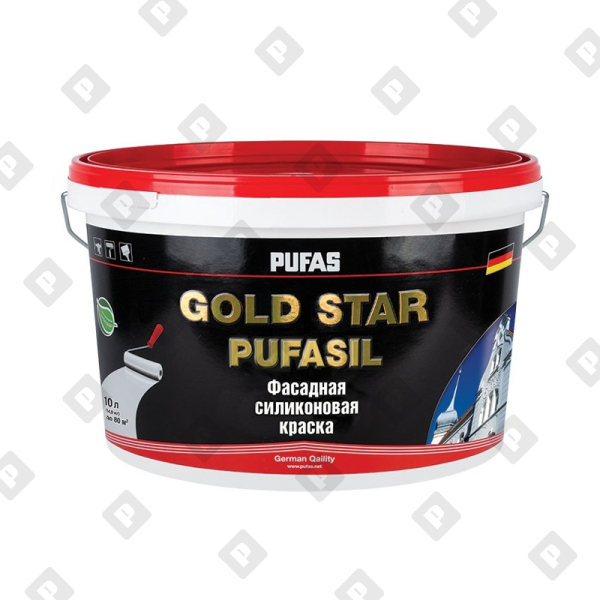 Краска силиконовая фасадная Pufas GOLD STAR PUFASIL А, мороз. (10 л) - №1