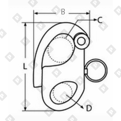 Карабин отцепной «пеликан» с мочкой ART 8288 66 мм, нерж. сталь A4 - №2