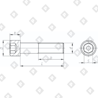 Винт DIN 912 М10x55/55 с полной резьбой и цилиндрической головкой с внутренним шестигранником, кл. пр. 8.8, оц. сталь - №2