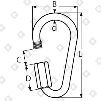Карабин-груша с резьбовой муфтой ART 8961 4x61, нерж. сталь A4 - №2