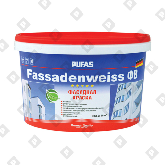 Краска фасадная Pufas Fassadenweiss D, мороз. (10 л) - №1