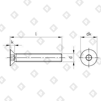 Винт ISO 10642 (DIN 7991) M2x8 с потайной головкой и внутренним шестигранником, нерж. сталь А4 - №2