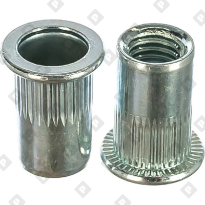 Заклепка М8x16 с внутренней резьбой, насечками и цилиндрическим бортом, оц. сталь - №1