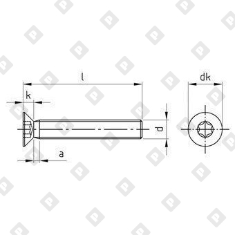 Винт DIN 965 М2,5x22 с потайной головкой и шлицем TX, нерж. сталь A2 - №4