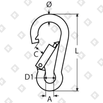 Карабин пружинный с кольцом ART 8250 12x140, нерж. сталь A4 - №2