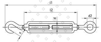 Талреп ART 9072 М12 тип C крюк-кольцо, нерж. сталь А4 - №2