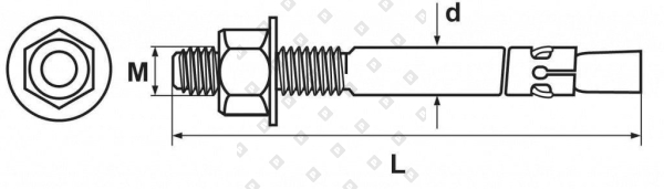 Анкер клиновой М6х40, жёлтый цинк - №2