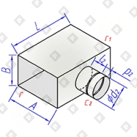 Тройник прямоугольного сечения с круглой прямой врезкой - №1