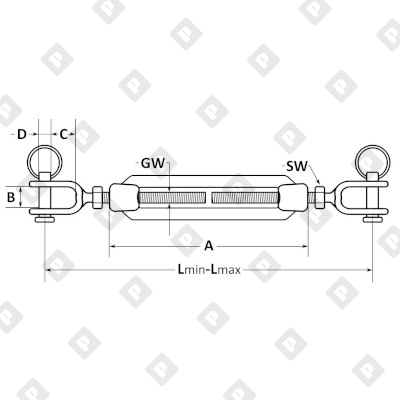 Талреп DIN 1480 М30 вилка-вилка, оц. сталь - №2