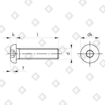 Винт ISO 7380-1 М10x90/90 с полукруглой головкой, шлиц шестигранник HEX6, нерж. сталь A2 - №4